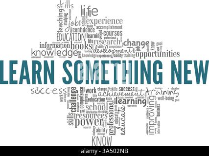 Learn Something New vector illustration word cloud isolated on white background. Stock Vector