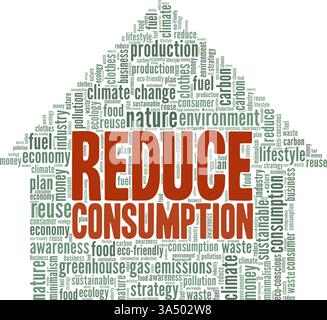 Reduce Consumption vector illustration word cloud isolated on white background. Stock Vector