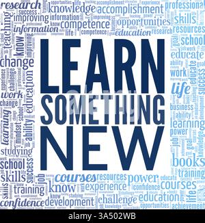 Learn Something New vector illustration word cloud isolated on white background. Stock Vector