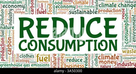 Reduce Consumption vector illustration word cloud isolated on white background. Stock Vector