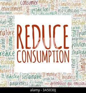 Reduce Consumption vector illustration word cloud isolated on white background. Stock Vector