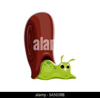Autumn font type snail animal letter L. Autumnal kids ABC type letter, thanksgiving vector English alphabet typeset sign. Fall season font element or autumn harvest symbol Stock Vector