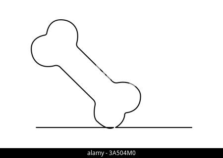 Continuous one line dog and bone drawing of isolated outline vector icon Stock Vector