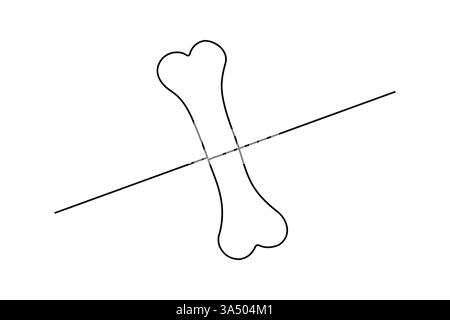 Continuous one line dog and bone drawing of isolated outline vector icon Stock Vector