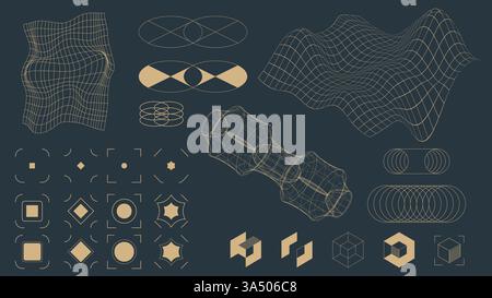 Vector design. Mathematical graph with parametric curves, waveforms, and physics notations in red tones on beige background, representing balance and Stock Vector