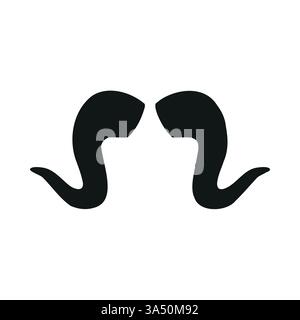 Vector hand drawn goat horns silhouette isolated on white background Stock Vector