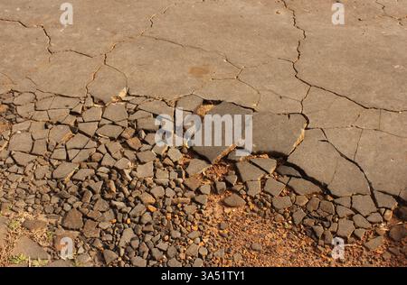 Damage to Road in Rural East TX Area Stock Photo