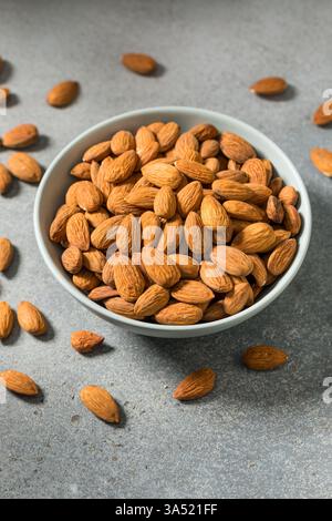 Organic Raw Whole Dry Almonds in a Bowl Stock Photo