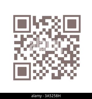 Simple brown qr code on white background for scanning Stock Vector