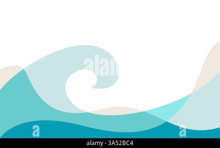 Abstract wave background with blue color vector. summer abstract background. beach vector illustration Stock Vector