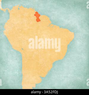 Vintage map of Guyana on grunge paper Stock Photo - Alamy