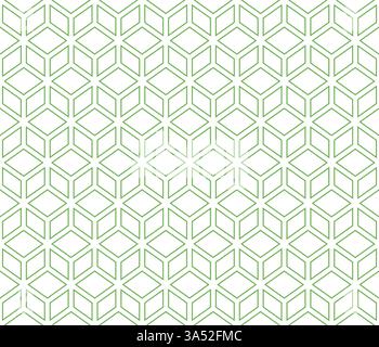 Green lined geometrical cubes seamless pattern Stock Vector