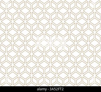 Brown lined geometrical cubes seamless pattern Stock Vector