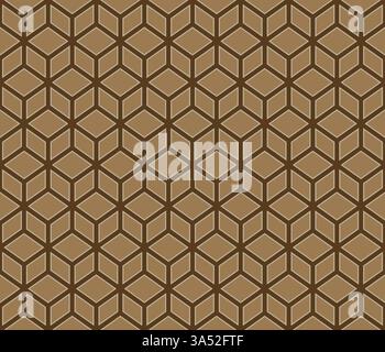 Brown geometrical cubes vector art seamless pattern on dark background Stock Vector
