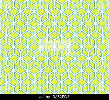 Light green geometrical cubes vector art seamless pattern on white background Stock Vector