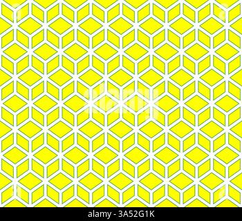 Yellow geometrical cubes vector art seamless pattern on white background Stock Vector