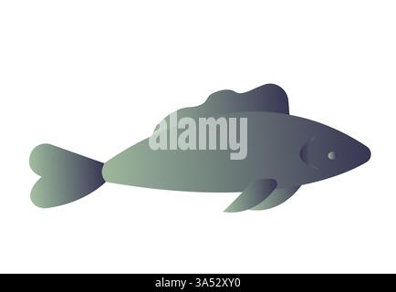 Silver small fish. Icon in flat style. Vector illustration isolated on white background. Stock Vector