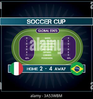 Colored soccer match global stats template Vector Stock Vector