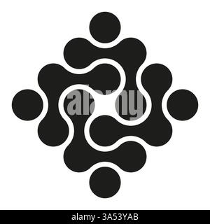 Abstract molecule shape. Geometric circular design. Connected bold elements. Vector illustration. Stock Vector