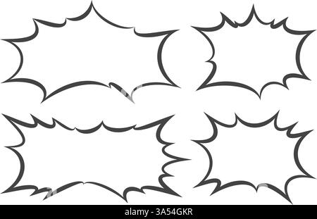 Manga speech bubble for text with bomb explosion effect. Comic pop art vector frame. Chat shape for shock shout and scream action messages. Irregular Stock Vector