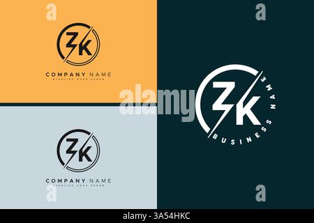 Creative Monogram for Initial Letter ZK Logo - Minimal Vector Logo Template for alphabet Z & K Stock Vector
