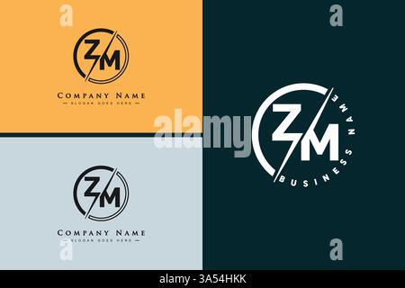 Creative Logo for Initials ZM in Monogram Style - Vector Template for Initial Letter Z and M Stock Vector