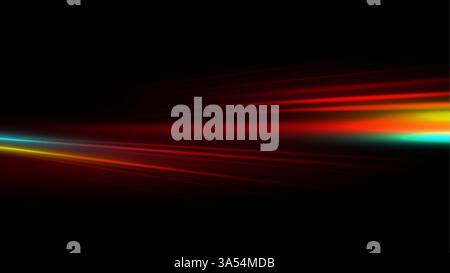 dark background with vibrant streaks of red, orange, yellow, and blue light creates a dynamic and futuristic technology concept, perfect for modern de Stock Vector