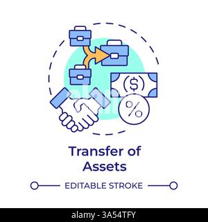 Transfer of assets multi color concept icon Stock Vector