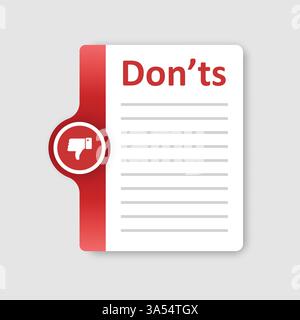 Negative list or planning icon in flat style. Paper sheet with cons ...