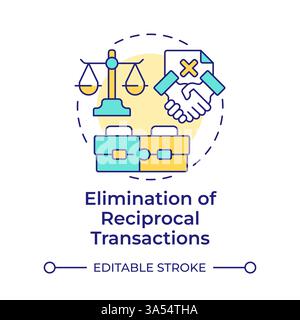 Elimination of reciprocal transactions multi color concept icon Stock Vector