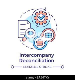 Intercompany reconciliation multi color concept icon Stock Vector