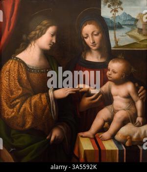 The Mystical Marriage of Saint Catherine 1520 by Bernardino Luini Stock ...