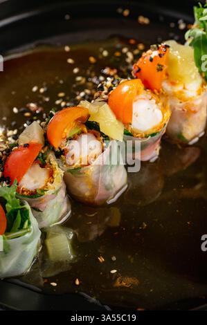 spring rolls with shrimp and sesame Stock Photo