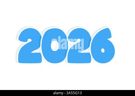 2026 year sticker blue, numbers, isolated on white background. Element design. Vector illustration Stock Vector