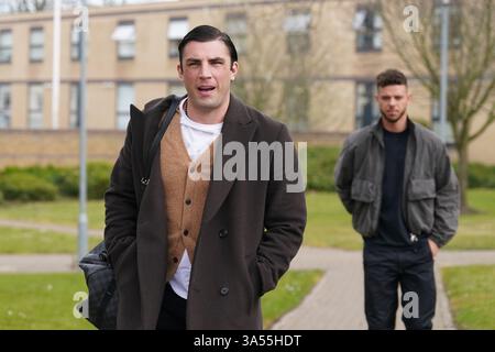 Jack Fincham leaving Basildon Crown Court, following an appeal hearing after he previously admitted to two counts of being in charge of a dangerously out of control dog, and he was jailed for six weeks. Picture date: Friday March 21, 2025. Stock Photo