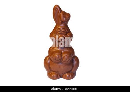 Easter chocolate bunny isolated on white background Stock Photo
