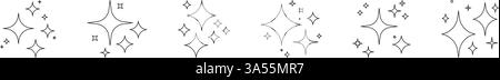 Sparkle And Shine Line Icon Set. Decorative Stars Outline Symbol Collection. Editable Stroke. Isolated Vector Illustration Stock Vector