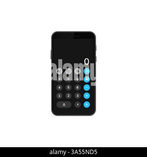 Digital calculator app interface on modern smartphone display with numeric keypad design Stock Vector