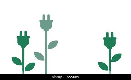 Eco-friendly energy concept with plant-like plugs. Green energy represented by electrical plugs resembling plants symbolizing eco-friendly innovation Stock Vector