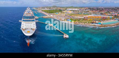 Celebrity Cruise Reflection aerial view docked at Curacao Cruise