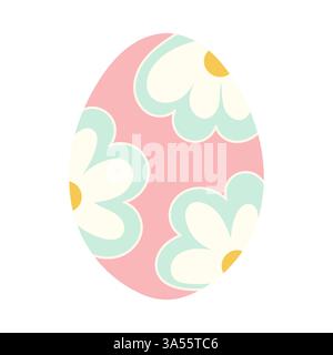 Pastel Easter Egg with Floral Pattern  Cute Holiday Decoration Stock Vector