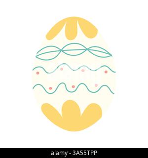 Elegant Easter Egg with Yellow Pattern  Hand-Drawn Clipart Stock Vector