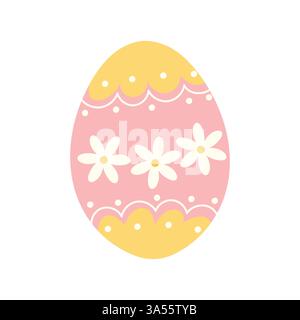 Floral Easter Egg with Daisy Pattern  Pastel Spring Illustration Stock Vector