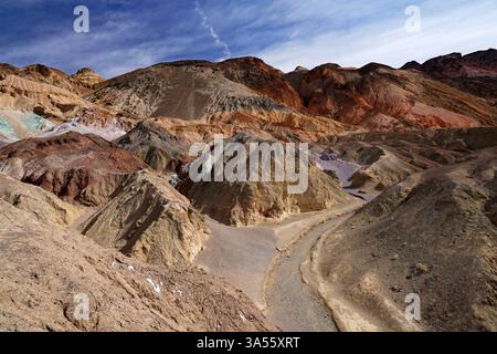 Trail in Artists Palette in Death Valley National Park Stock Photo