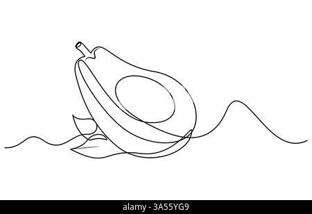 Avocado one line icon. One line drawing background. Continuous line drawing of avocado, continuous line of avocado fruit Stock Vector
