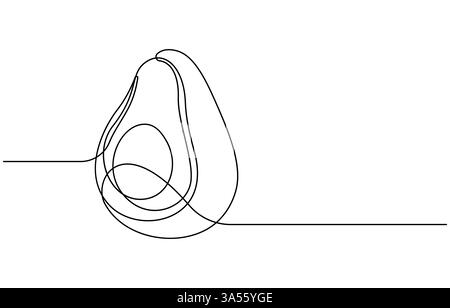 Avocado one line icon. One line drawing background. Continuous line drawing of avocado, continuous line of avocado fruit Stock Vector