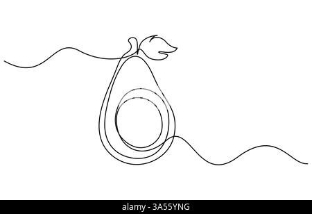 Avocado one line icon. One line drawing background. Continuous line drawing of avocado, continuous line of avocado fruit Stock Vector