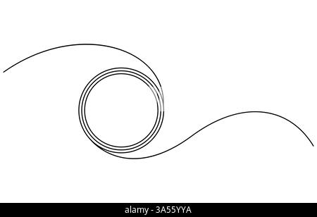 Continuous single line drawing of round frame. One line icon of frame, Continuous line drawing of a circle. Single line drawing circle Stock Vector