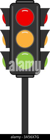 street traffic light isolated on white background. Vector illustration Stock Vector
