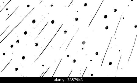 A monochromatic abstract pattern featuring diagonal lines and scattered circular shapes, creating a dynamic and textured visual effect. Stock Vector